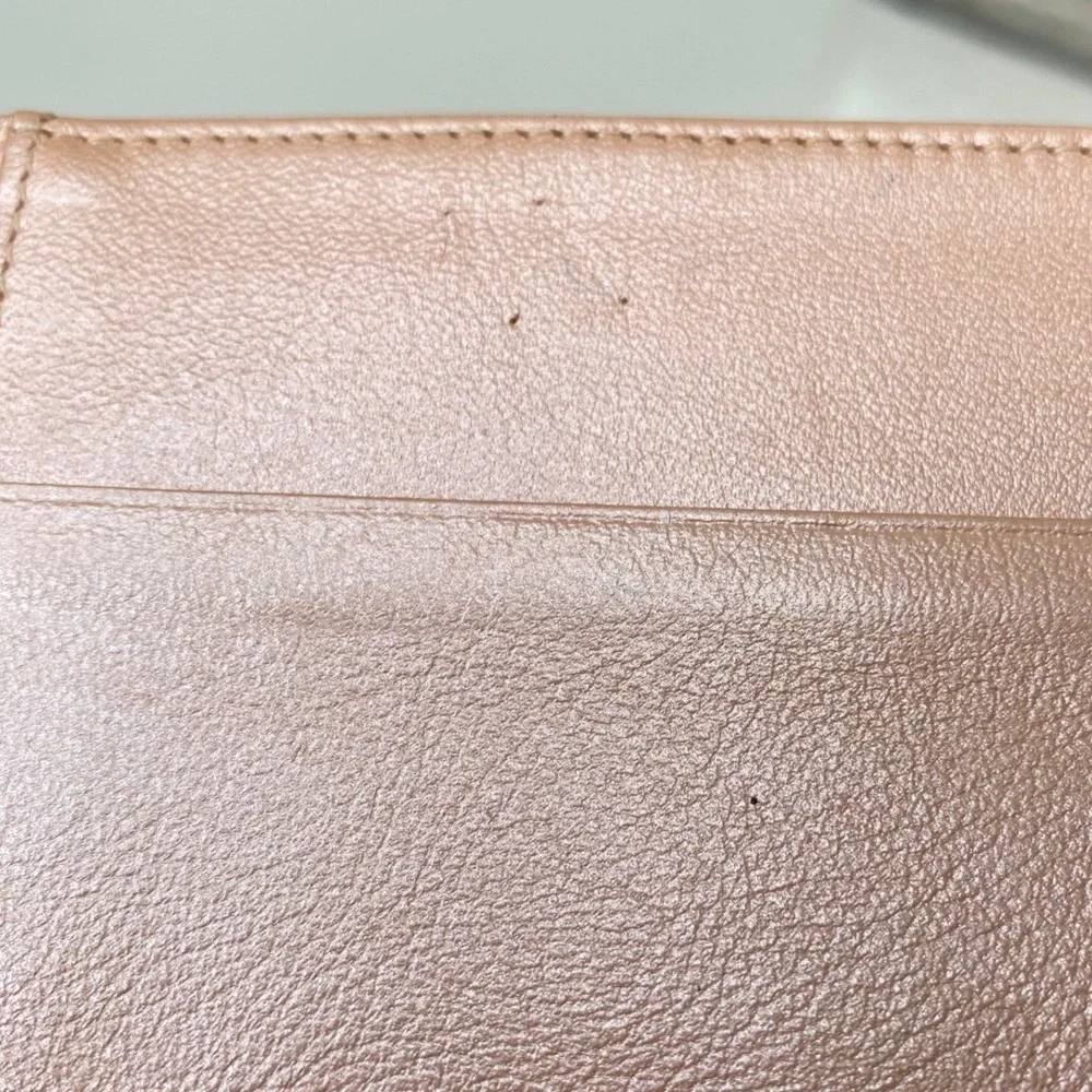 Vintage Louis Fontaine Leather Wallet Braided Accent Pale‎ Pink Fold Over
